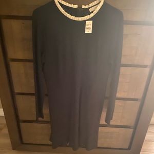 Loft short black dress with ruffled collar